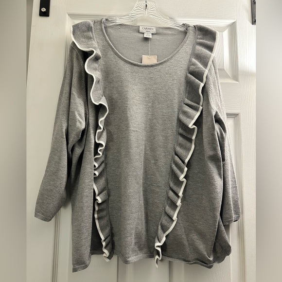 Carmen Marc Valvo Plus Size Ruffle Blouse Nordstrom - Picture 1 of 4